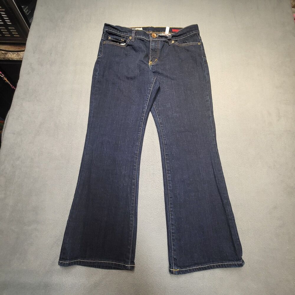 X2 Jeans Womens 10 Blue Curvy Boot Cut Low Rise Distressed‎ Denim